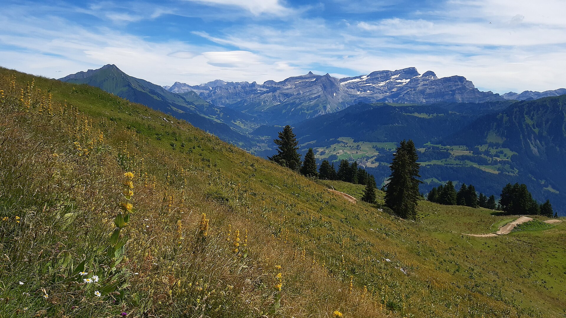 Switzerland alpine valley village